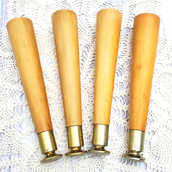 Hardwood Round Tapered Chair Table Stool Leg Set of 4 - Picture 3 of 13